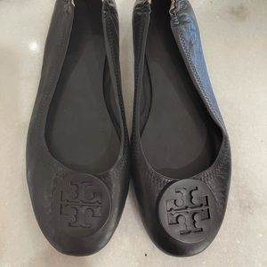 Tory Burch Minnie Black Leather Flats